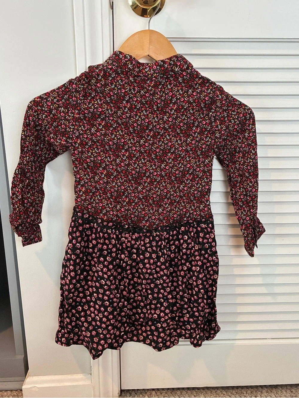 Zara Kids Pink & Red Floral Patchwork Button-Down Collared Summer Dress Size 6